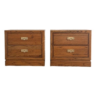 Vintage Thomasville Campaign Nightstand Pair For Sale