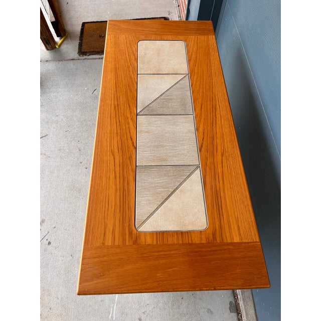 Gangsø Møbler Danish Modern Teak Console Table With Ceramic Tile Inset — Model 417, Made in Denmark, C. 1960s–70s For Sale In Denver - Image 6 of 9