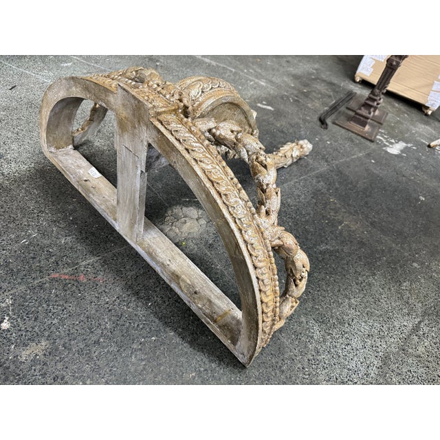 Early 20th Century Carved and Painted Wall-Mounted Console Table With Marble Top For Sale - Image 4 of 9