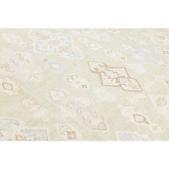 Contemporary Transitional Oushak Style Area Rug - Neutral Pastel Turkish Design For Sale - Image 11 of 11
