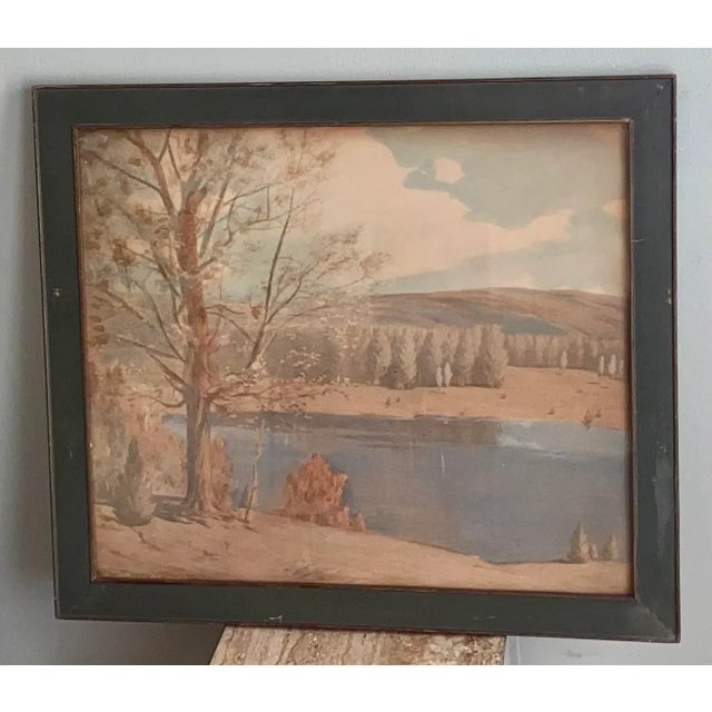 Early 1930s landscape painting by well-listed New York artist Andrew Thomas Schwartz (1867-1942). Oil on paper, framed...