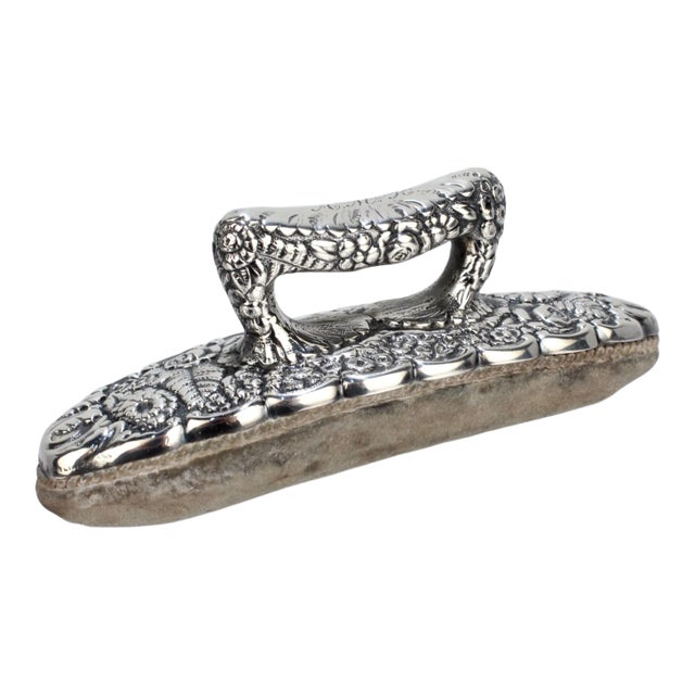 Antique Tiffany & Co Sterling Silver Floral Repousse Nail Buffer For Sale