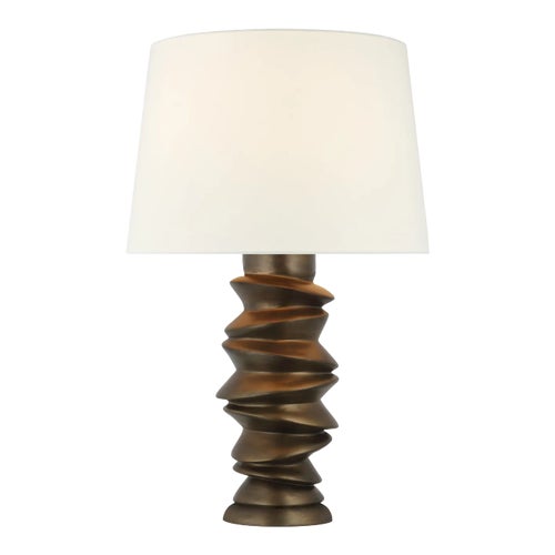 Julie Neill for Visual Comfort Signature Karissa Medium Table Lamp in Antique Bronze Leaf with Linen Shade