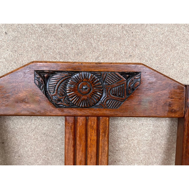 1930s 40s Modernist Set of Six French Art Deco Oak Dining Chairs Charles Dudouyt For Sale In Miami - Image 6 of 18