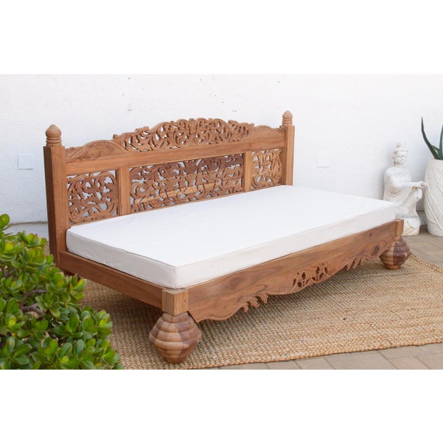 1990s Finely Carved Bali Lounge Daybed Sofa For Sale - Image 5 of 11