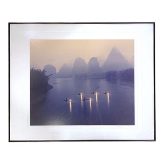 Late 20th Century Large 32" Keith 'Guo Ji' Liang Photograph "Fishing at Night" Signed Limited Edition 7/200 Chinese Photography For Sale