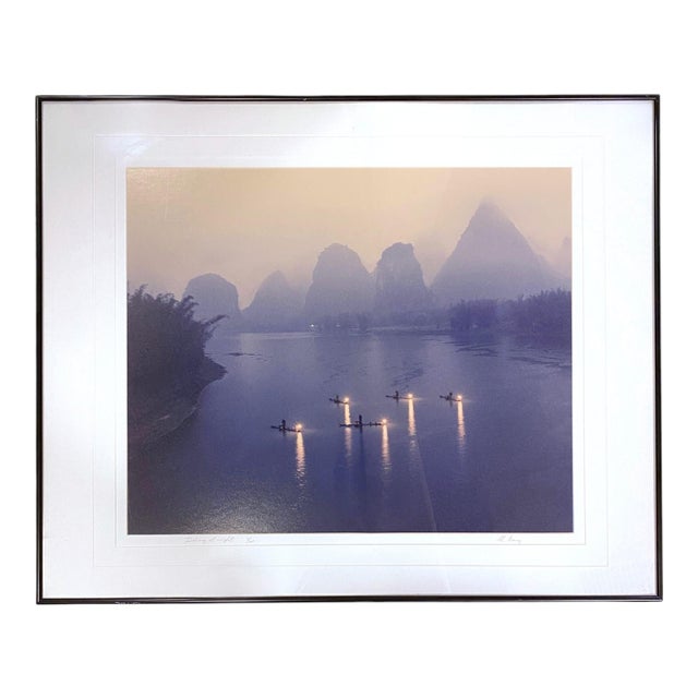 Late 20th Century Large 32" Keith 'Guo Ji' Liang Photograph "Fishing at Night" Signed Limited Edition 7/200 Chinese Photography For Sale