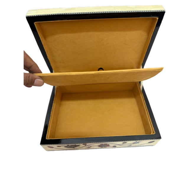 Handmade Mother of Pearl Jewelry Box Floral Inlay Wood Case For Sale - Image 9 of 9