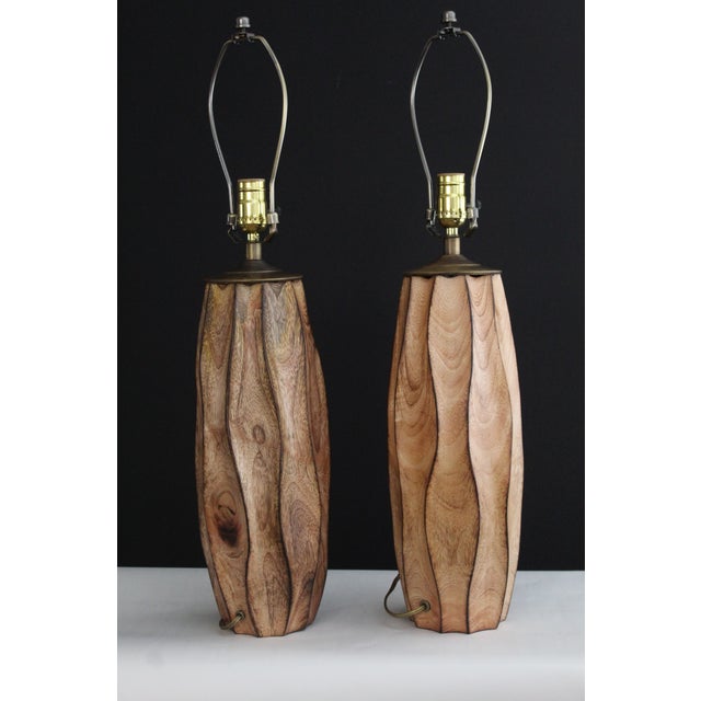 Mid 20th Century Weatwood Studio Style Carved Waknut - a Pair For Sale - Image 9 of 12