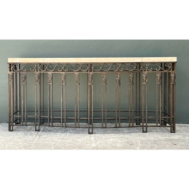 This magnificent extra-long console table is a masterwork of architectural grace, blending Art Deco geometry with...