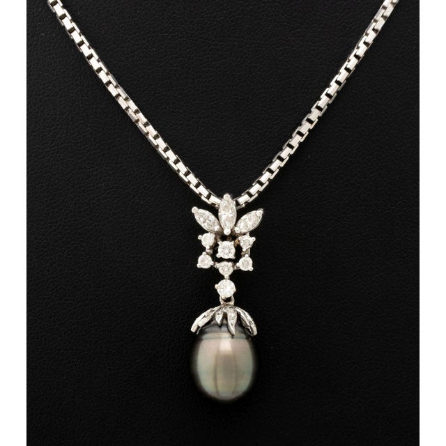 Tahitian Pearl, Diamond, and 14k White Gold Jewelry Set For Sale - Image 4 of 11