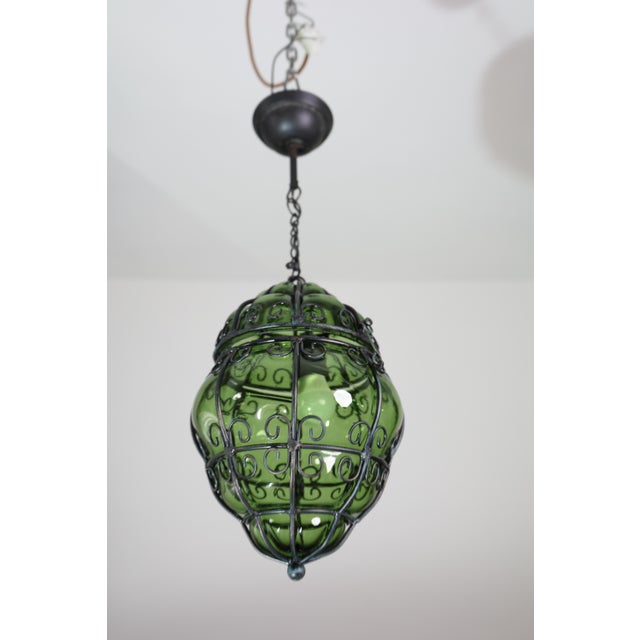 1970s Wonderful Green Colour Venetian Lantern, Seguso Murano Glass - Set of 2 For Sale - Image 10 of 12