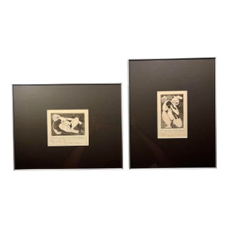 Rare! Circa 1960s Set of 2 Vintage Tony Mafia Mother & Child Etchings Artist Proof Signed For Sale