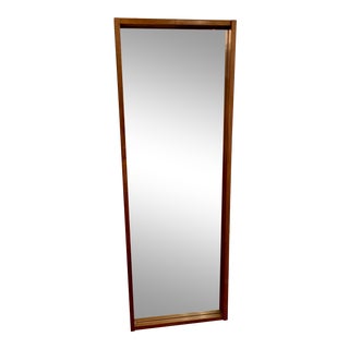 1970s Long Thin Edged Brazilian Rosewood Wall Mirror For Sale