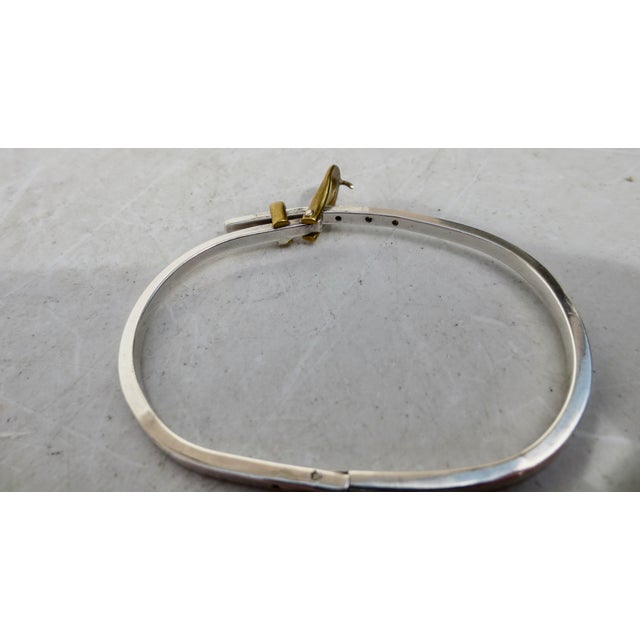 1960s Sterling Silver and Brass Buckle Bangle For Sale - Image 5 of 5