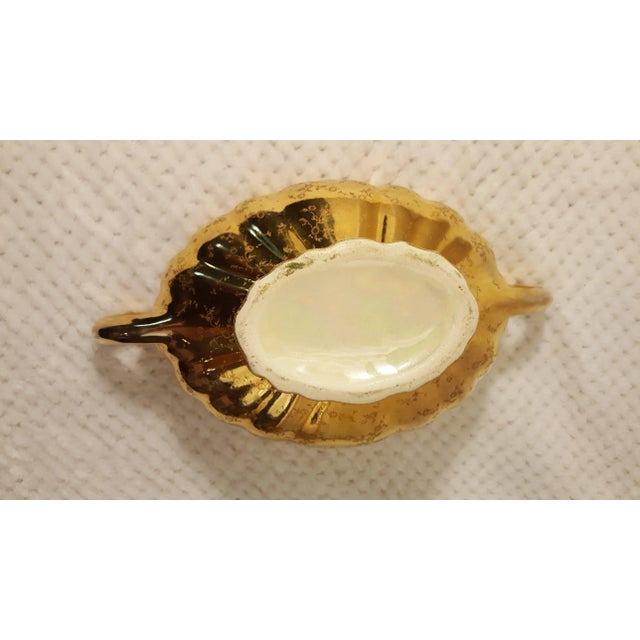 English Mid Century Swetye Salem Pottery Porcelain Weeping Gold Dish For Sale - Image 3 of 5