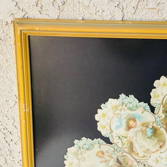 Victorian Antique Framed Calendar Fan, Victorian Wedding Floral Illustrations For Sale - Image 3 of 10