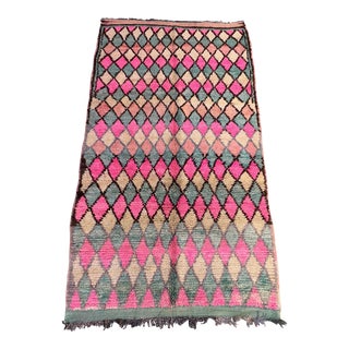 1980s Vintage Moroccan Pink Wool Rug - 5'5" X 10'1" Ft For Sale