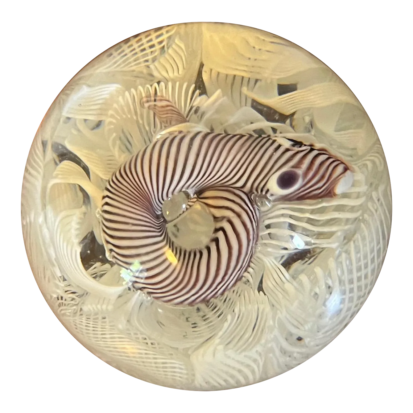 1950s Fratelli Toso Murano Striped Snake Italian Art Glass Paper