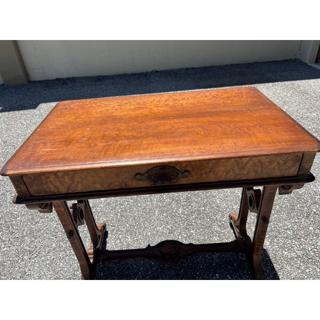 Neoclassical 1930s Neoclassical Regency Style Burl One-Drawer Desk Console Table For Sale - Image 3 of 12