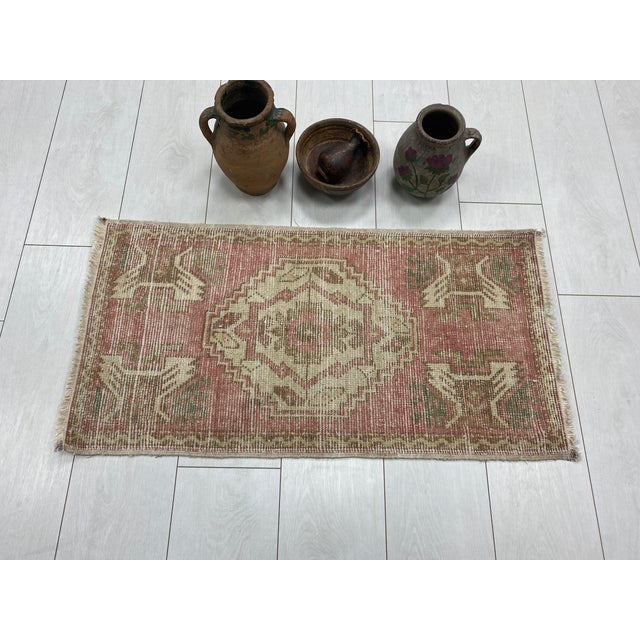 Handmade wool carpet in Turkish Anatolia , Vintage Oushak Rug,Turkish Vintage Anatolian Rug, Handmade wool Rug . One Of...