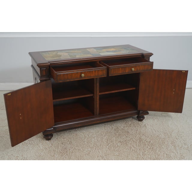 Traditional Maitland Smith Mahogany Stone Top Console Cabinet For Sale - Image 3 of 18