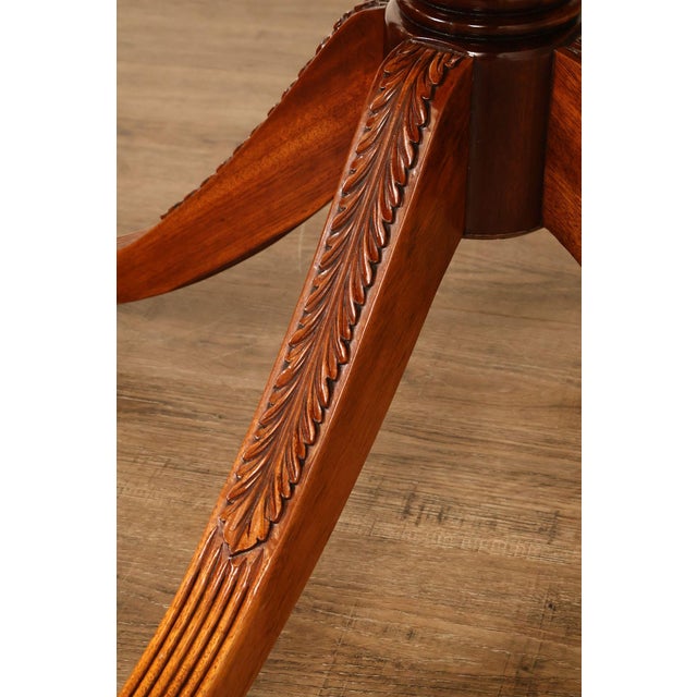 Duncan Phyfe Style Mahogany Round Breakfast Table With Brass Claw Feet For Sale - Image 9 of 18