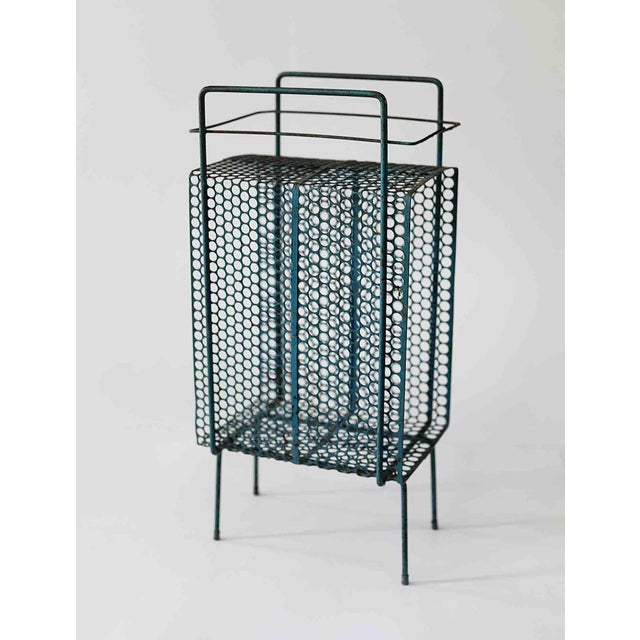 Mid-Century Modern Vintage Magazine Rack Mid Century Modern Perforated Metal For Sale - Image 3 of 6