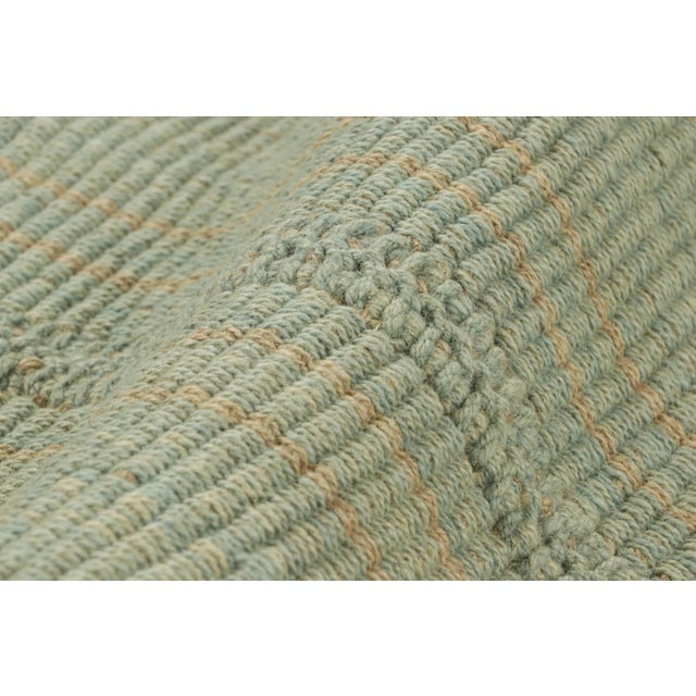 Rug & Kilim’s Contemporary Kilim in Blue and Beige Textural Stripes For Sale In New York - Image 6 of 7