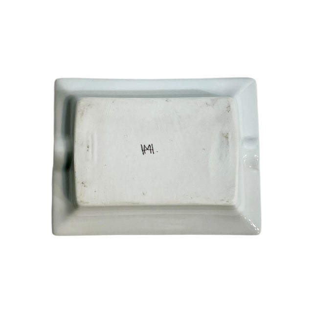 Limoges, France Vintage French Blue Polka Dot Ceramic Ashtray Catchall For Sale - Image 4 of 5