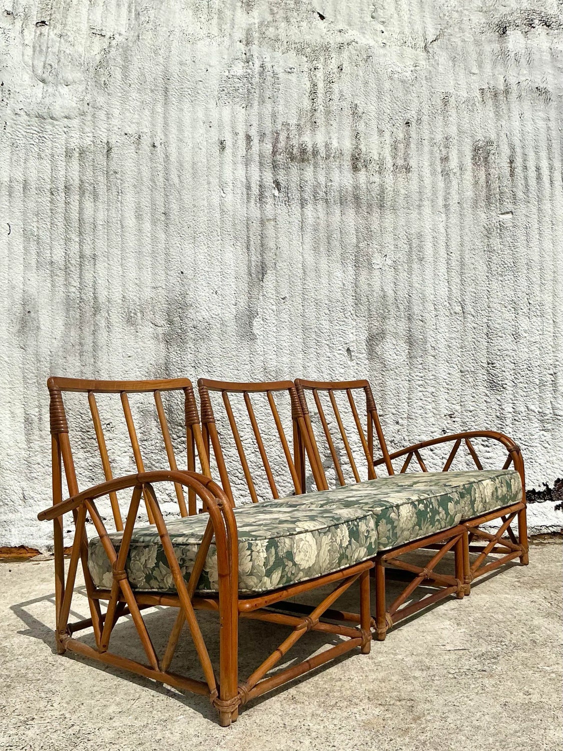 Vintage Coastal Heywood Wakefield Bent Rattan Sofa — additional photo 7
