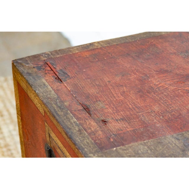 Wood Antique Korean Painted Marriage Chest For Sale - Image 7 of 11