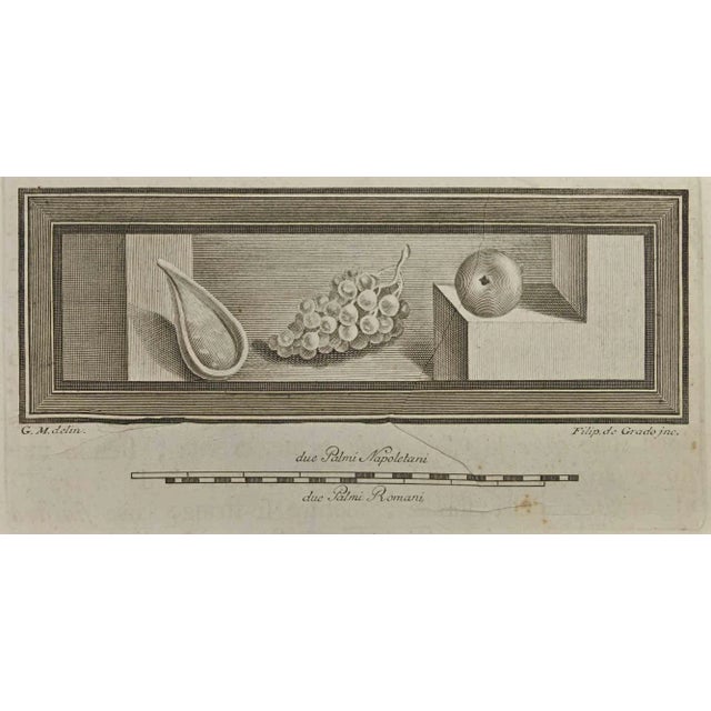 Ancient roman still life in herculaneum, from the series "antiquities of herculaneum exposed", is an etching realized by...