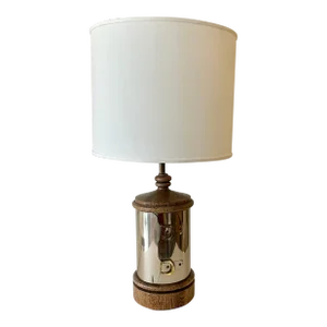 Maria Pergay Style Wood, Chrome & Brass Double Buckle Table Lamp From 70's