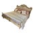 Vintage Italian Carved Painted Bed Frame Tufted Headboard Footboard Rails For Sale