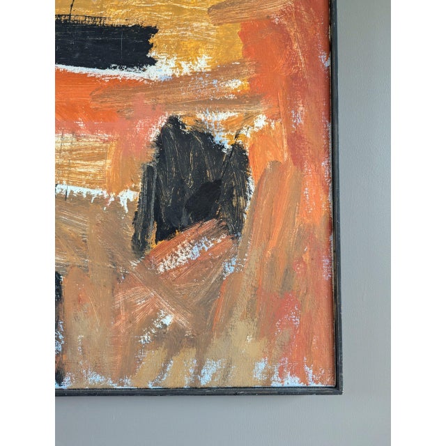 Mid-Century Modern 'Abstract Horizon' Vintage Swedish Abstract Landscape Oil Painting, Framed For Sale - Image 9 of 12