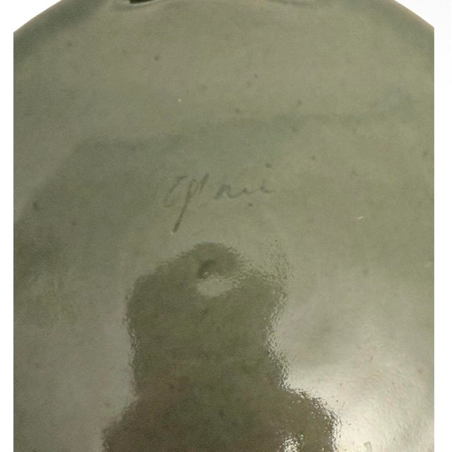 Vintage Art Pottery Celadon Green Lidded Box Bird Motif Signed Rare. For Sale - Image 10 of 11