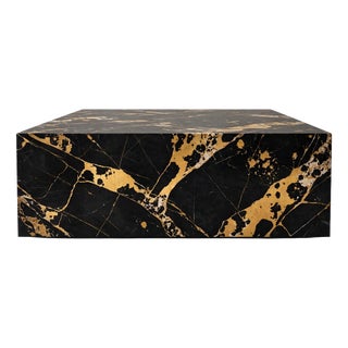 Marble Coffee Table in Nero Portoro Marble by Andrea Grasso For Sale