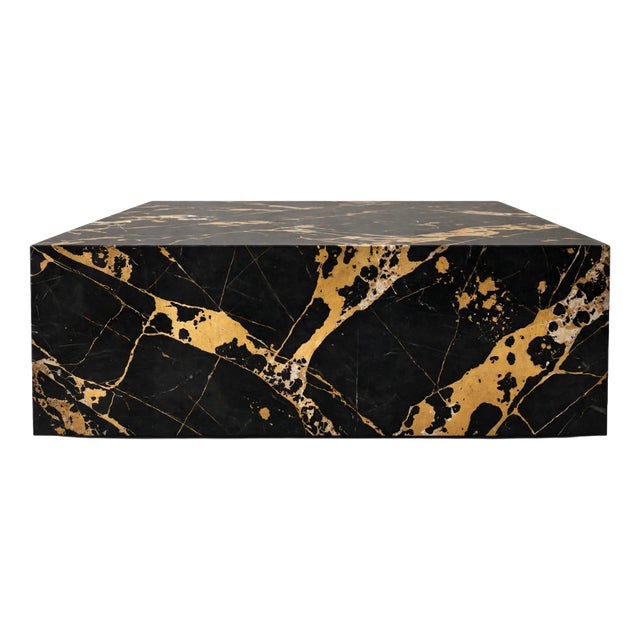 Marble Coffee Table in Nero Portoro Marble by Andrea Grasso For Sale