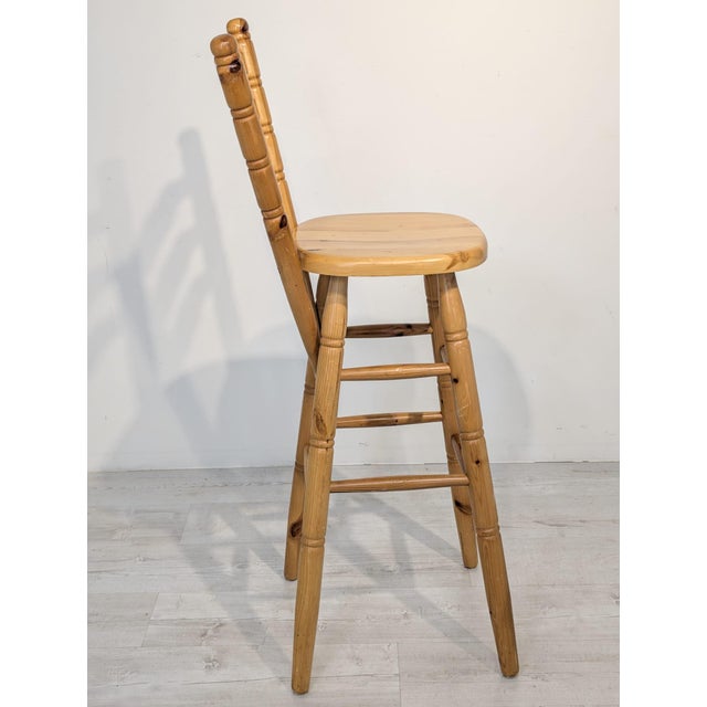 Pine Bar Stool with Backrest For Sale - Image 17 of 18