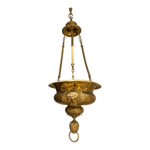 Antique French Solid Brass Sanctuary Light /Pendant Chandelier Angel Cherab