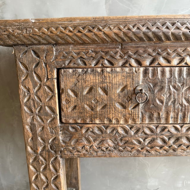 Vintage Carved 4 Drawer Console With Carvings For Sale - Image 10 of 15