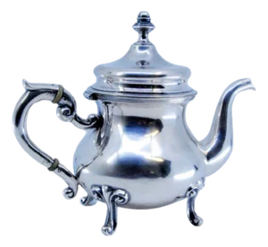 Silver Coffee Pot with Feet and Knob Lid