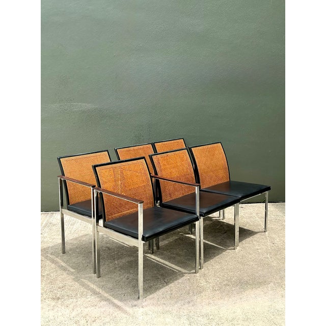Vintage Paul McCobb for Lane Chrome Frame and Cane Dining Chairs - Set of 6 For Sale - Image 11 of 18