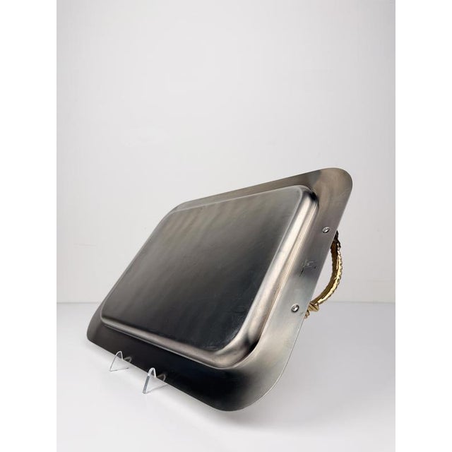 Mid-Century Modern Italian Stainless Steel Tray with Gilt Nautical Knot Handles, 1970s For Sale - Image 18 of 18