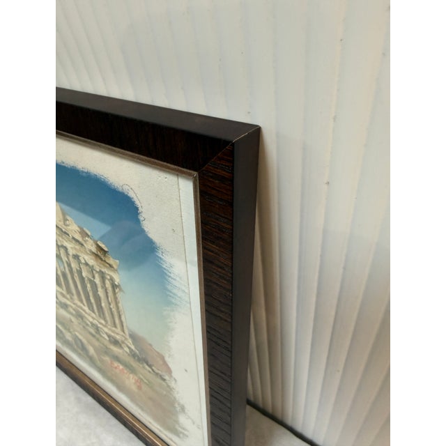 Brown Greek Artwork of the Parthenon, Signed For Sale - Image 8 of 12