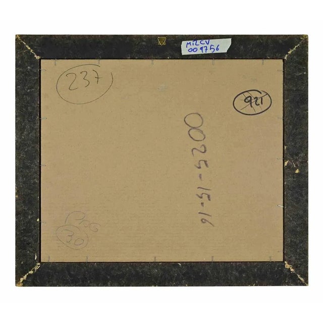 Sigfrido Oliva, At the Beach, Pencil and Watercolor, 1980s, Framed For Sale - Image 4 of 5