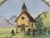 Antique Milk Glass Plate with Hand Painted Church Scene for your consideration. The plate measures approx. 9 1/2 inches in...