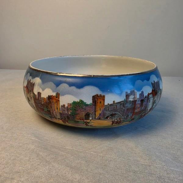 Blue Curated 1930s Newhall Hanley "Tower of London" Ironstone Centerpiece For Sale - Image 8 of 16