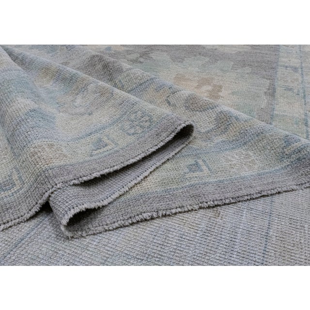 Blue Square Turkish Oushak Rug 10'1" x 10'6" For Sale - Image 8 of 8